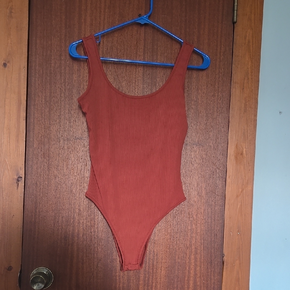 Rust Ribbed Bodysuit